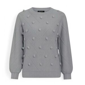 Simplee Grey Pom Pom Knit Sweater Size Large NWT